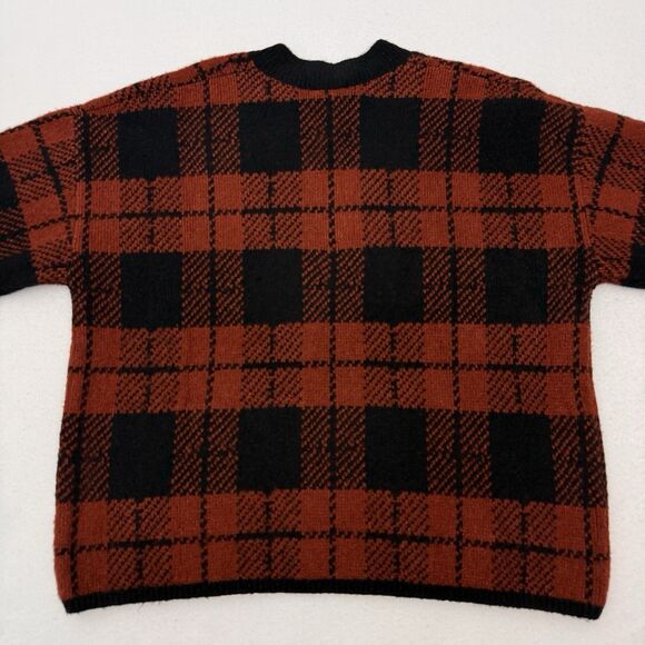 Rails Colleen Rust Black Plaid Wool Blend Sweater Small - Picture 3 of 9
